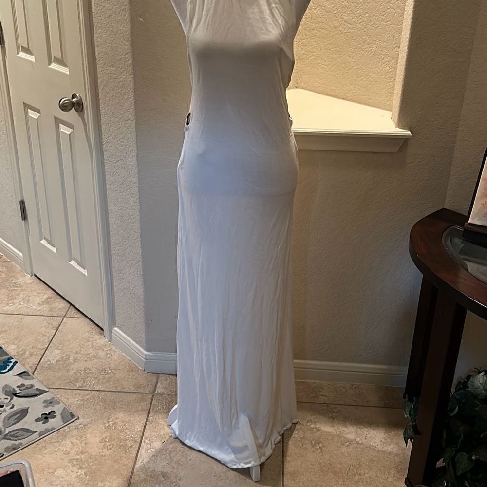 Savannah Morrow Rosalia Womens Medium Midi Dress Ivory Cutout Beachy Cruise NWOT